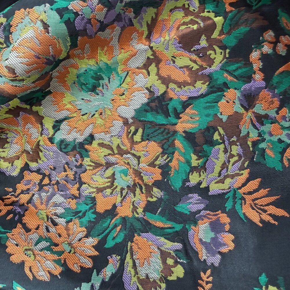 Anthropologie Black Floral Jacquard The Somerset Pull-On Wide Leg Cropped Pants - Picture 5 of 7